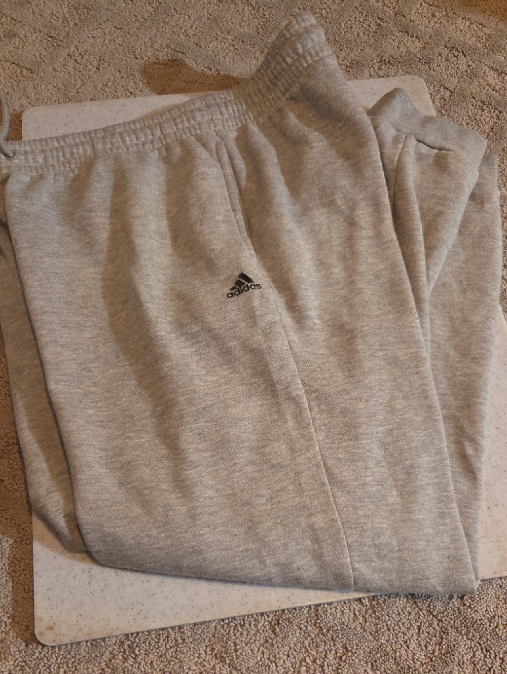 adidas Light Gray Kids' Fleece Joggers with Logo